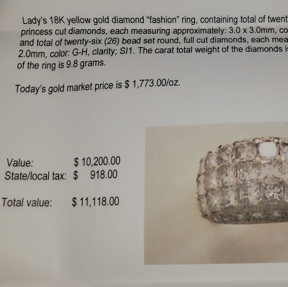 Lady's 18K Yellow Gold diamond ring - Picture 3 of 5
